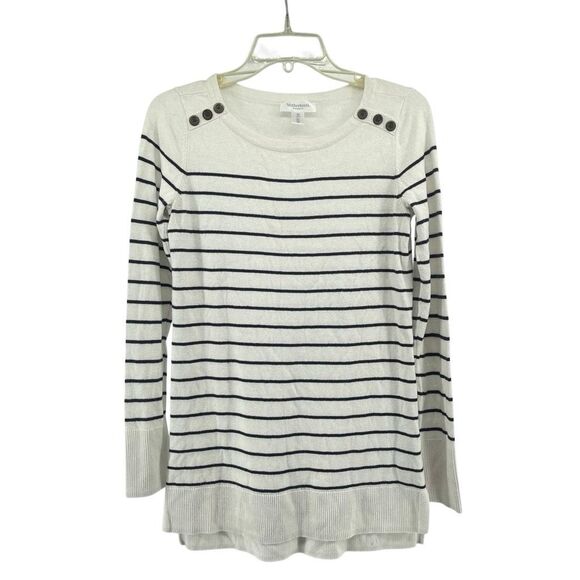 Motherhood Maternity White Black Striped Oversized Pullover Sweater XS - Picture 1 of 11